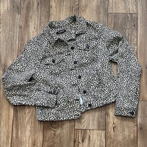 Leopard Print Jean Jacket Woman Size S